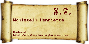 Wohlstein Henrietta névjegykártya